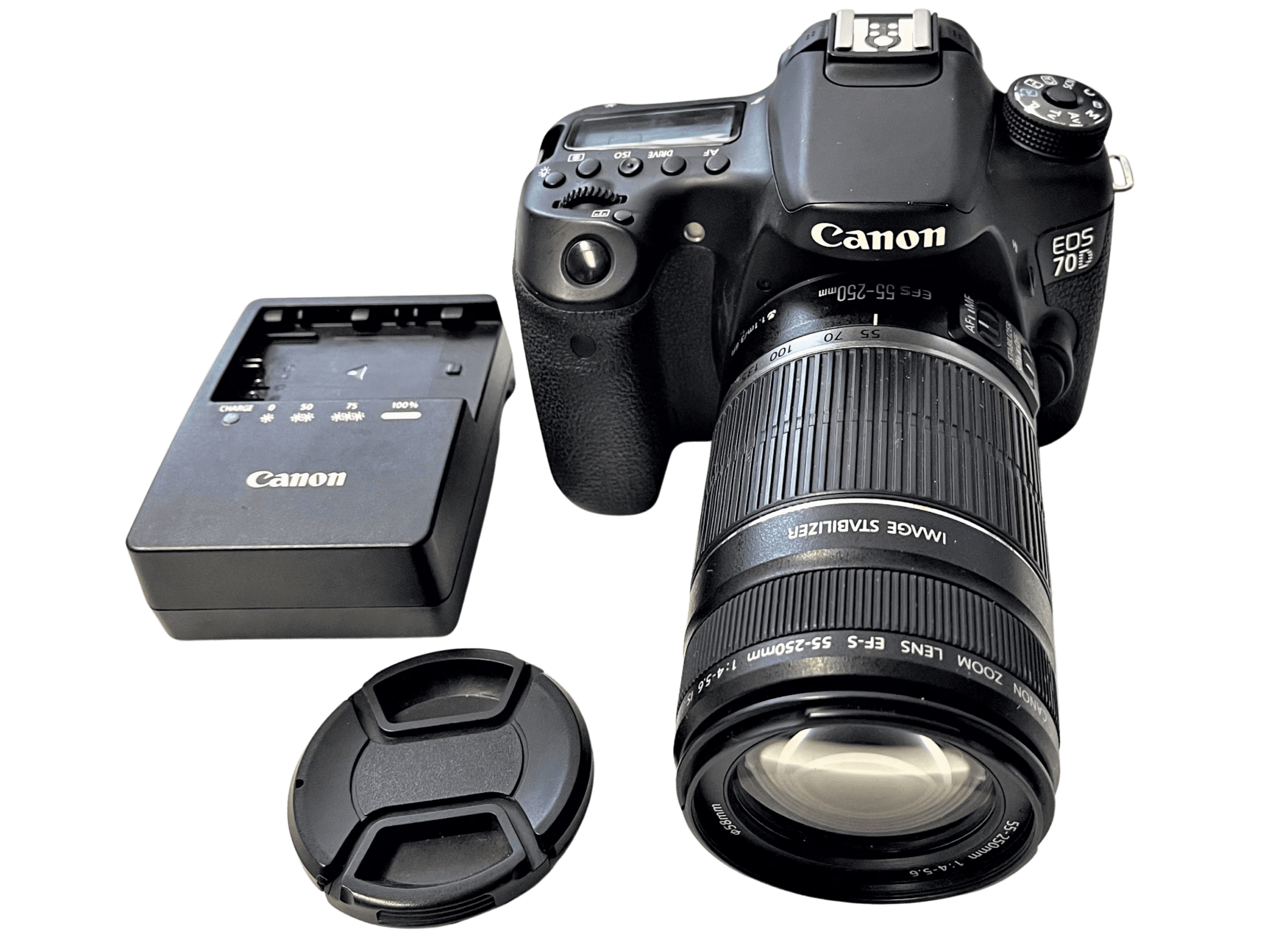 Canon EOS 70D DSLR Camera with EFS 55-250 mm f/4-5.6 IS STM Lens (Black)
