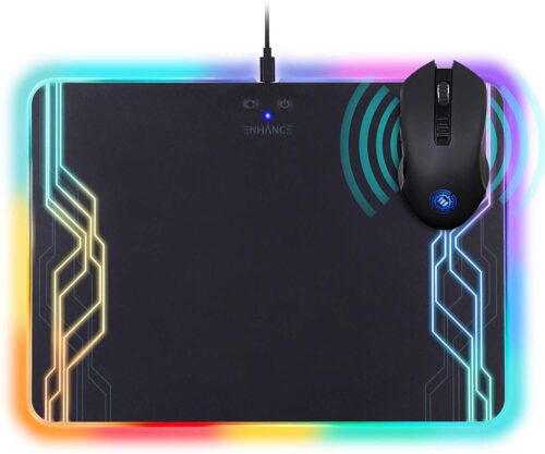 ENHANCE PowerUP Wireless Charging LED Mouse Pad + Gaming Mouse Bundle
