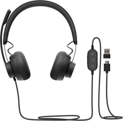 Logitech Zone Wired Noise Cancelling USB-C Headset with USB-A Adapter (981-000871)