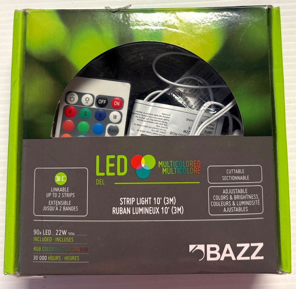 Bazz U16035RG 10-ft LED Multicoloured Lighting Strip with Remote Control (USED)
